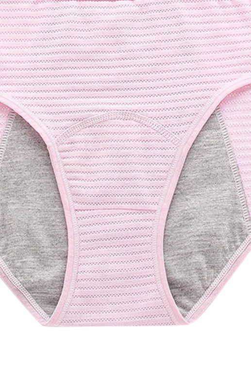 Women's Striped Print Breathable Moisture Absorbent Period Panties