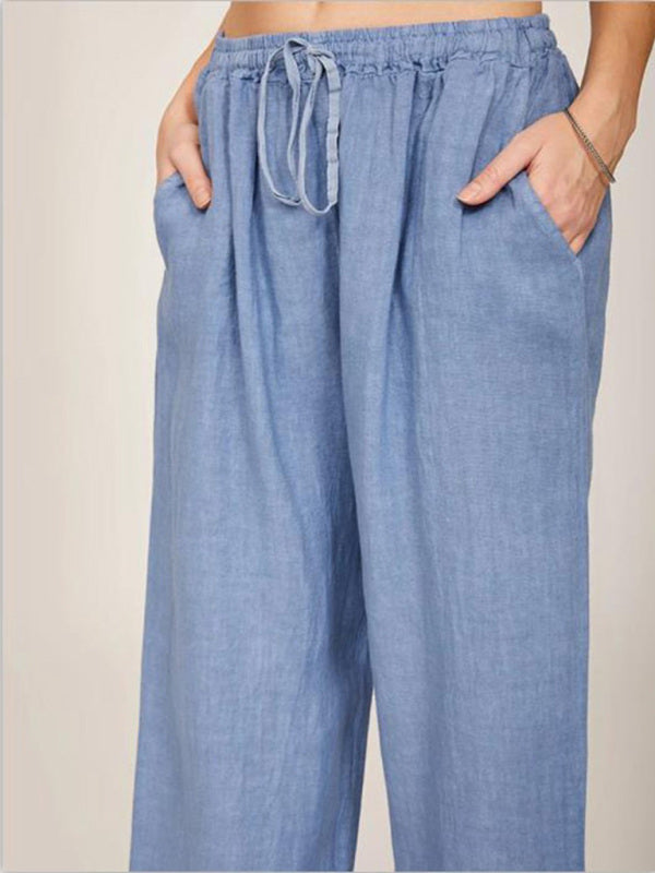 Women's Solid Color Linen Blend Pants