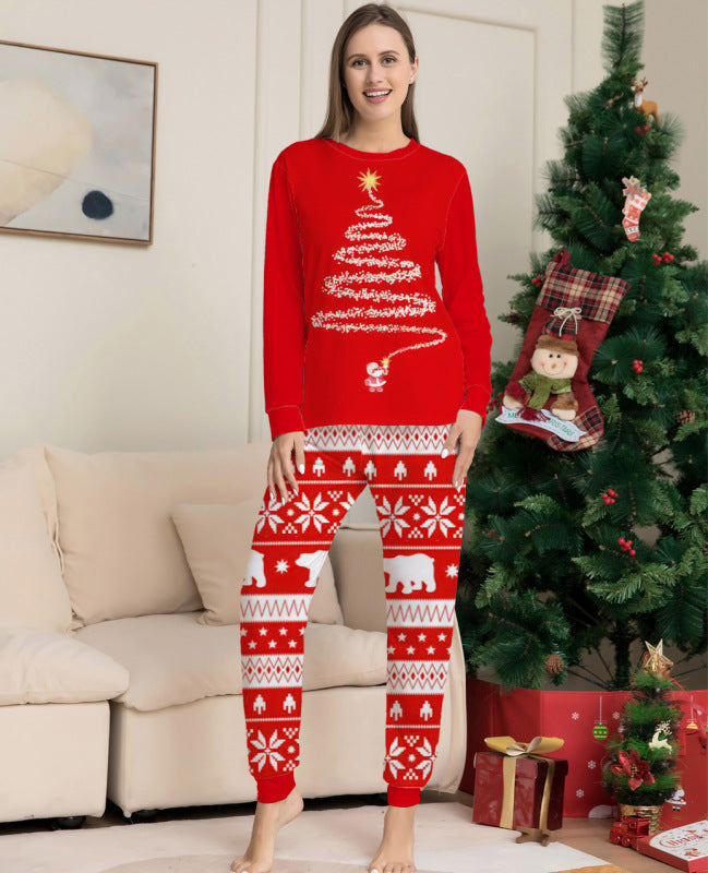 Kid’s Long Sleeves Holiday Christmas Tree Polar Isle Holiday Fitted Two Piece Pajamas