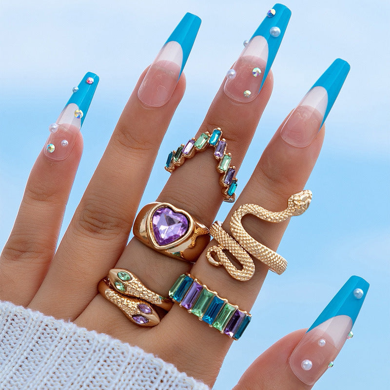 Popular jewelry ring jewelry snake-shaped love ins style five-piece ring female