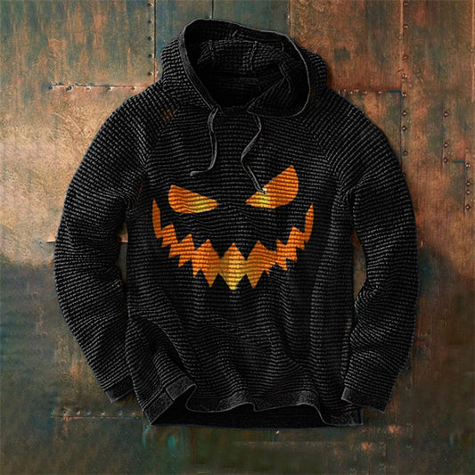 Halloween men's new pumpkin digital print hooded sweatshirt
