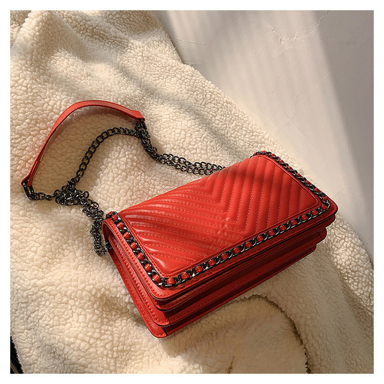 Embroidered thread chain portable small square bag shoulder bag