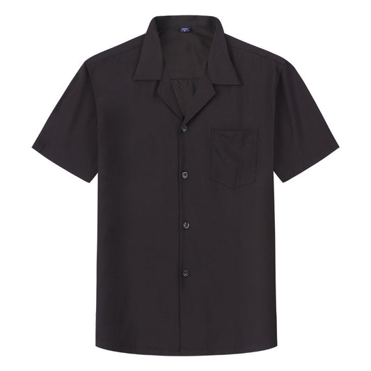 Loose Solid Color Casual Lapel Ordinary Short Sleeve Shirt Men