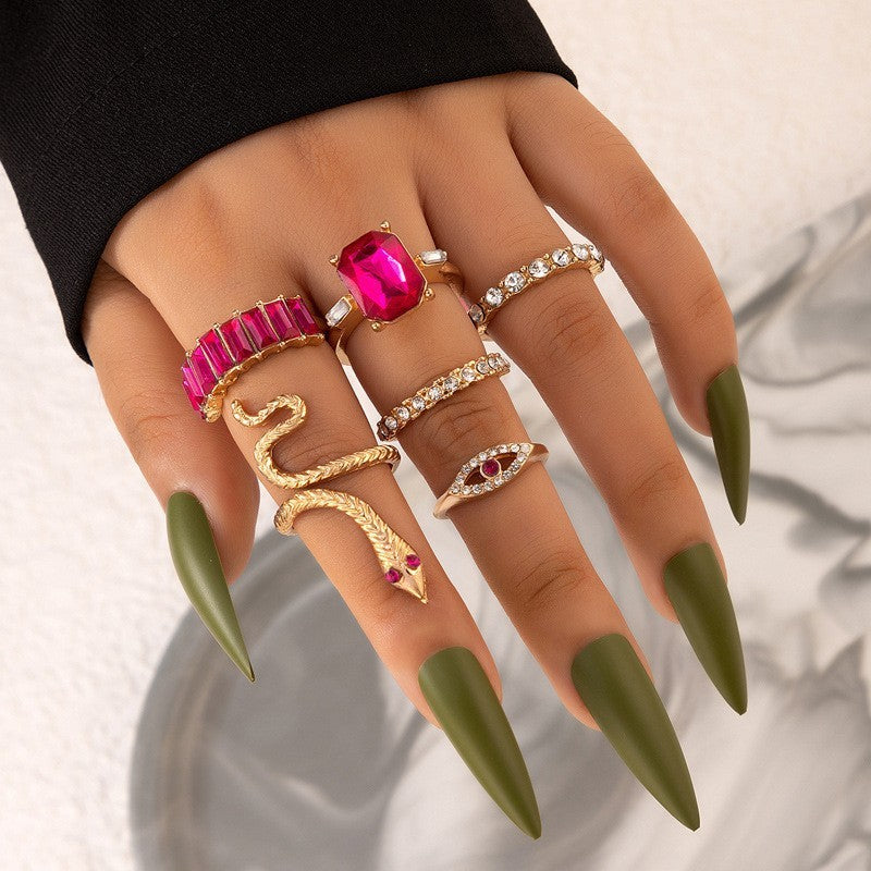 Popular jewelry ring jewelry snake-shaped love ins style five-piece ring female