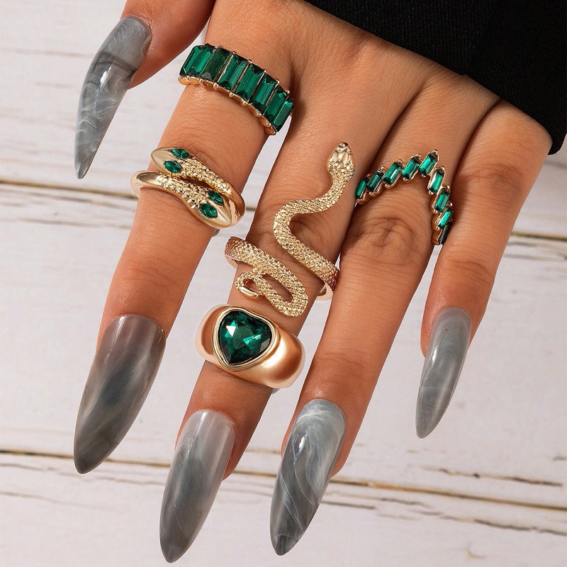 Popular jewelry ring jewelry snake-shaped love ins style five-piece ring female