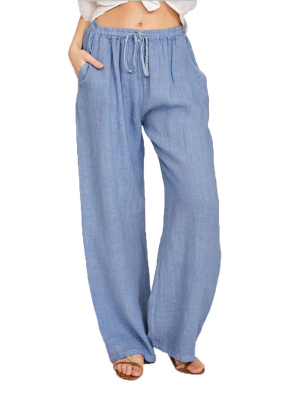 Women's Solid Color Linen Blend Pants