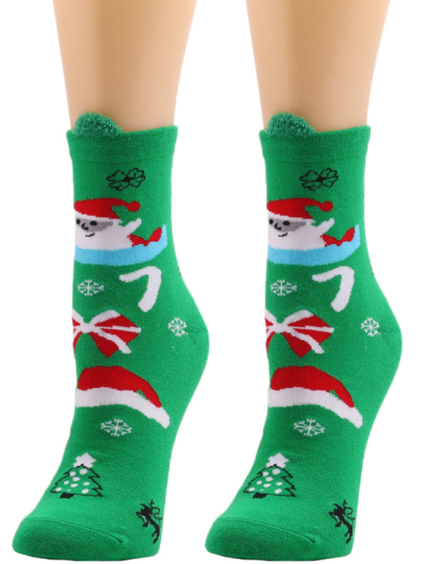 Women's Christmas Color Medium Tube Trendy Women's Socks