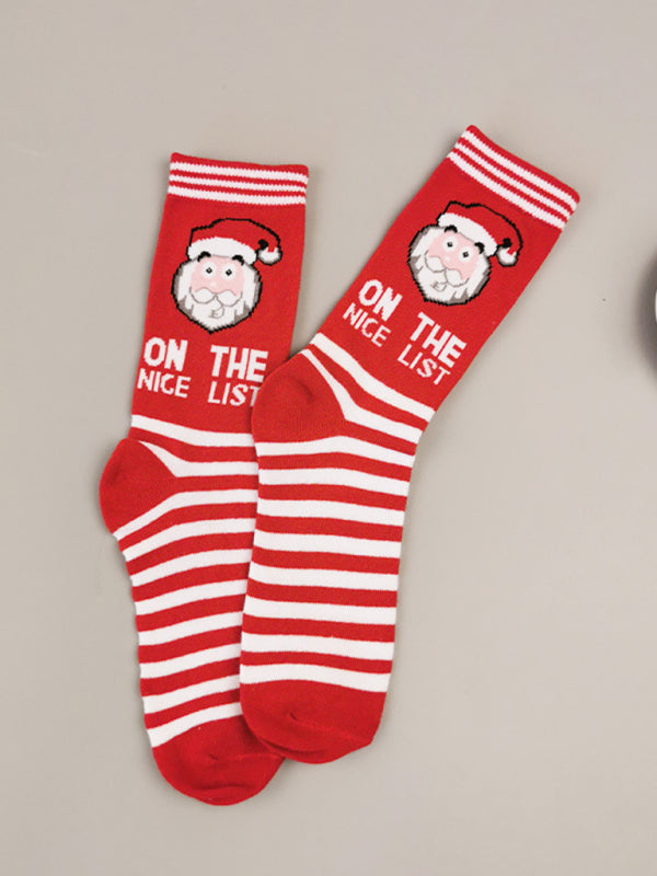 Women's Christmas Color Mid Tube Cotton Socks