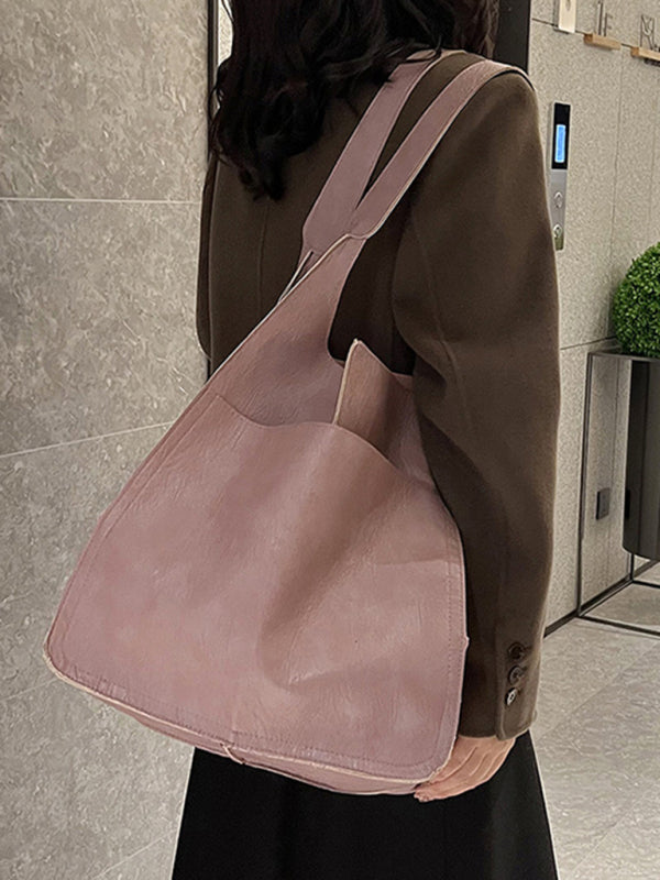 Simple Large Bag Soft Leather Large Capacity One Shoulder Portable Tote Bag