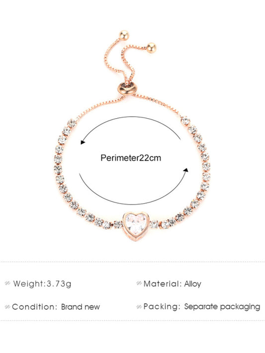 Fashion Rose Gold Heart Zircon Bracelet Simple Alloy Diamond Ladies Bracelet Bracelet