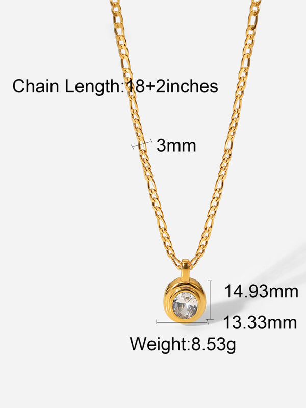 New stainless steel jewelry cubic zirconia oval pendant necklace