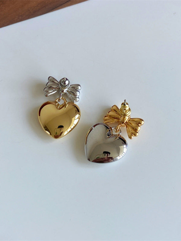 New versatile sweet and cool heart bow earrings