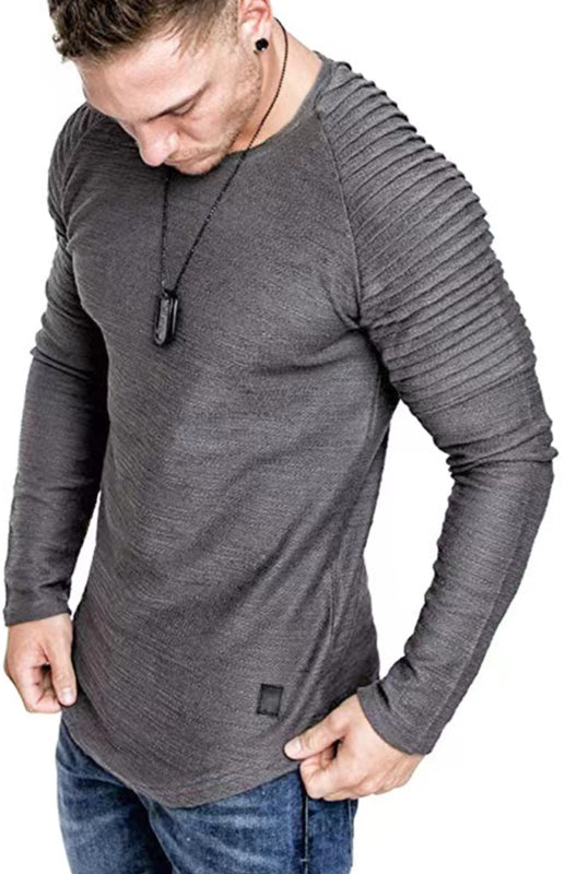 Men's Long Sleeve T-Shirt Muscle Fitted T Shirt Gym Workout Athletic Tee