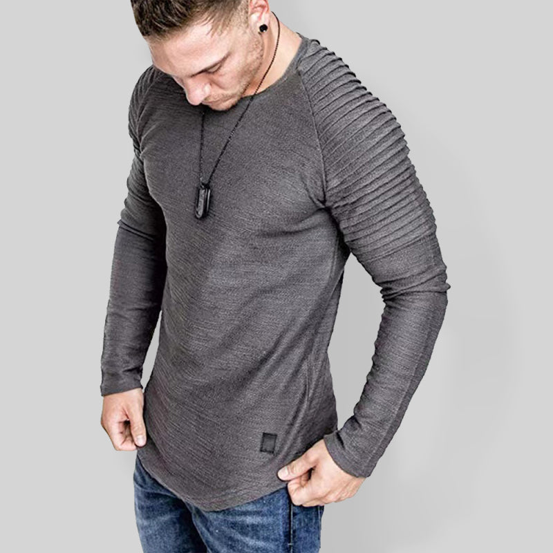 Men's Long Sleeve T-Shirt Muscle Fitted T Shirt Gym Workout Athletic Tee