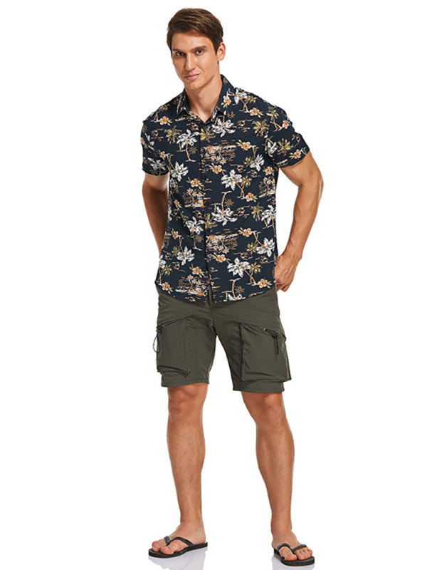 Men's Hawaiian Shirt Short Sleeves Printed Button Down Summer Beach Dress Shirts