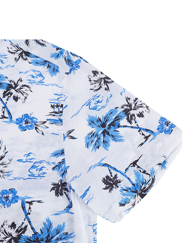 Men's Hawaiian Shirt Short Sleeves Printed Button Down Summer Beach Dress Shirts