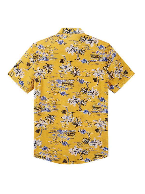 Men's Hawaiian Shirt Short Sleeves Printed Button Down Summer Beach Dress Shirts