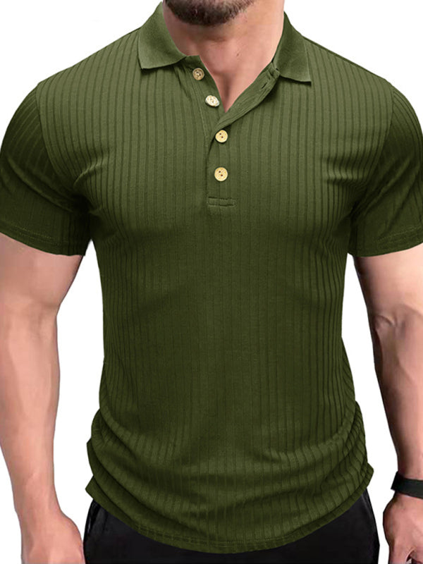 Men's Solid Color Short Sleeve Polo Top
