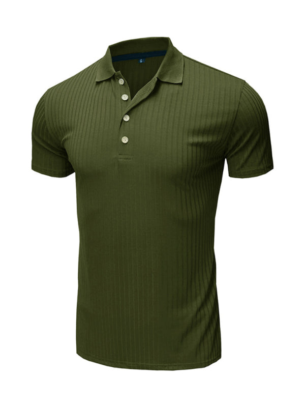 Men's Solid Color Short Sleeve Polo Top