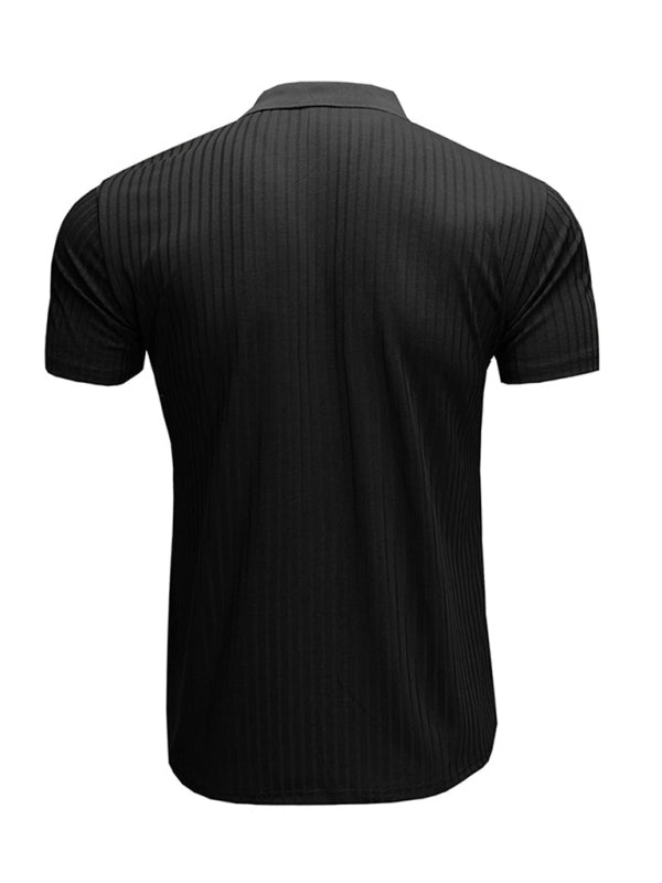Men's Solid Color Short Sleeve Polo Top
