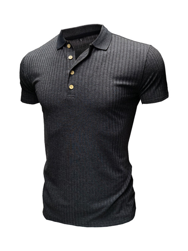 Men's Solid Color Short Sleeve Polo Top
