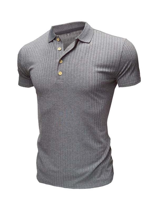 Men's Solid Color Short Sleeve Polo Top