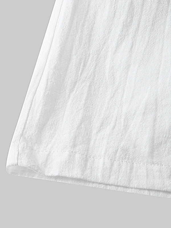 Men's Solid Color Linen And Cotton Blend Shorts