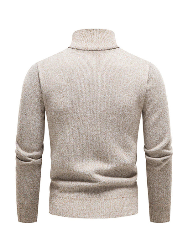 Men's stand-up collar thickened patchwork half-zip lapel sweater pullover sweater