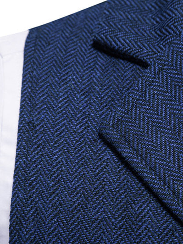 Men's herringbone tweed suit vest retro lapel vest