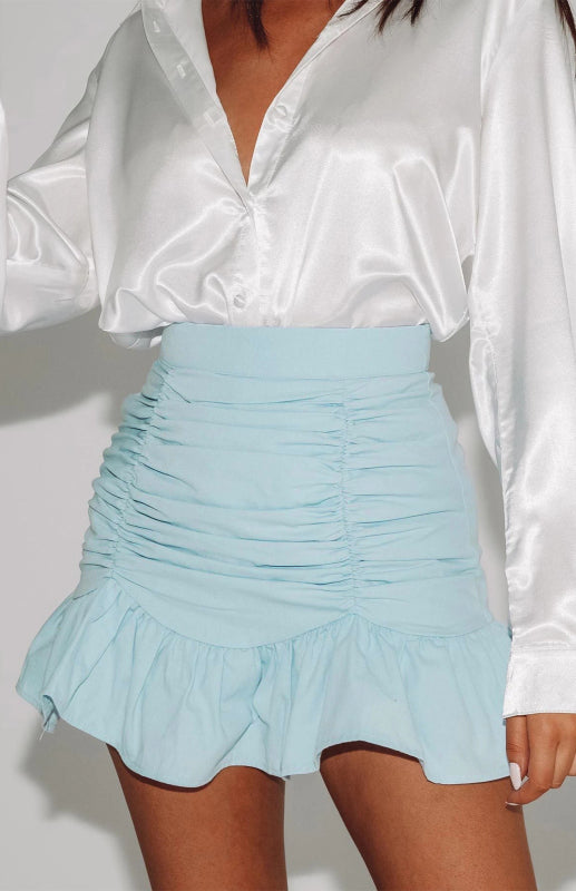 Pleated Ruffle High-Waisted Hip Fishtail Half-Body Skirt