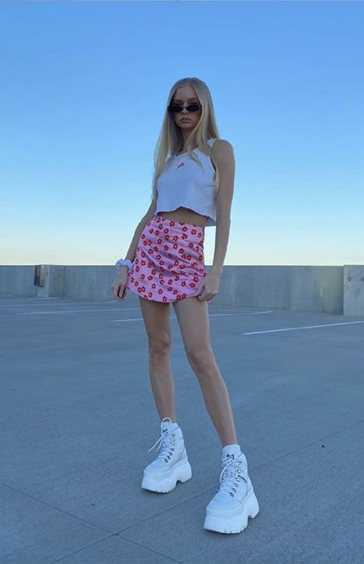 Women's High Waist Satin Print A Fashion Sexy Half-Body Skirt