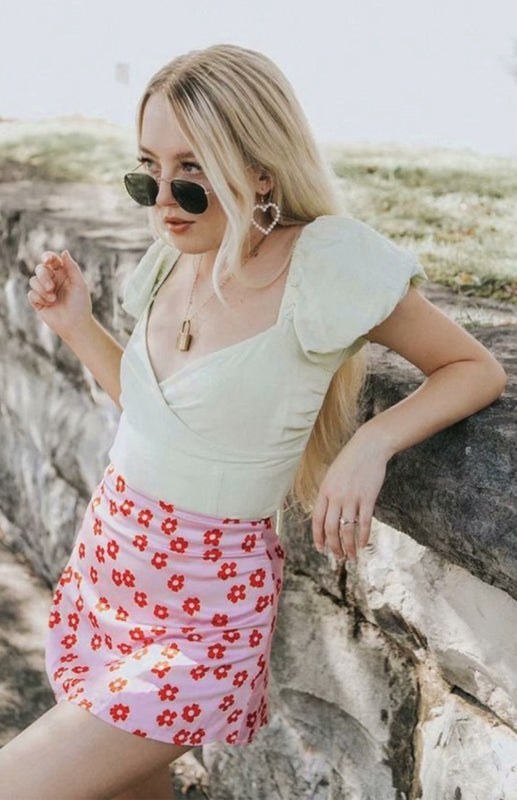 Women's High Waist Satin Print A Fashion Sexy Half-Body Skirt