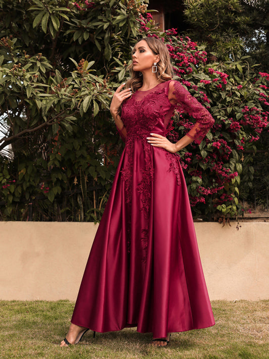 Woman'S New Lace Swing Sexy Long Dress Trailing Banquet Dress