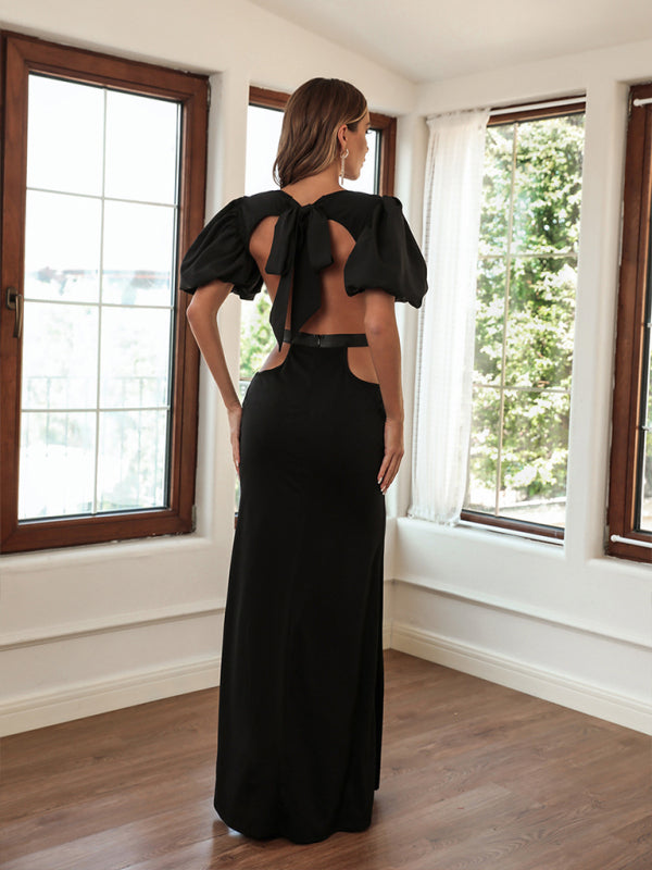 Woman'S' New Hip Sexy Long Skirt Puff Sleeve Party Dress