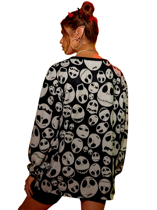 Women's Halloween Skull Print Blouse
