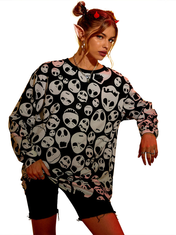 Women's Halloween Skull Print Blouse