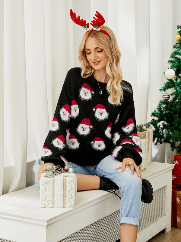 Women's pullover Christmas knitted long sleeve sweater
