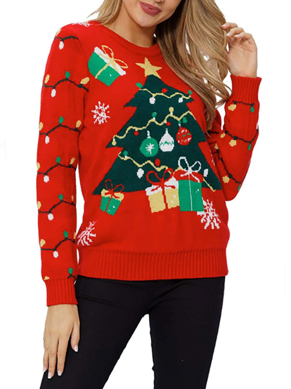 Women's Christmas Crew Neck Long Sleeve Sweater