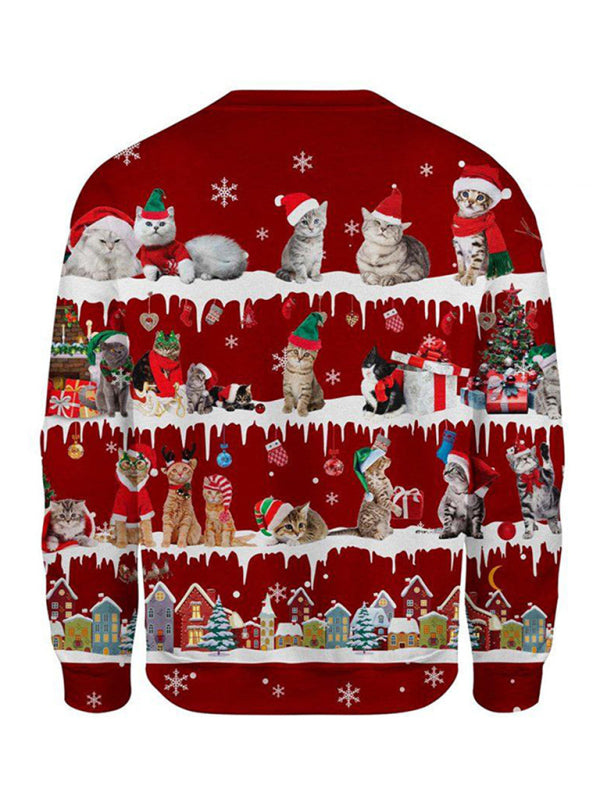 Women's Casual Top Crew Neck Print Christmas T-Shirt