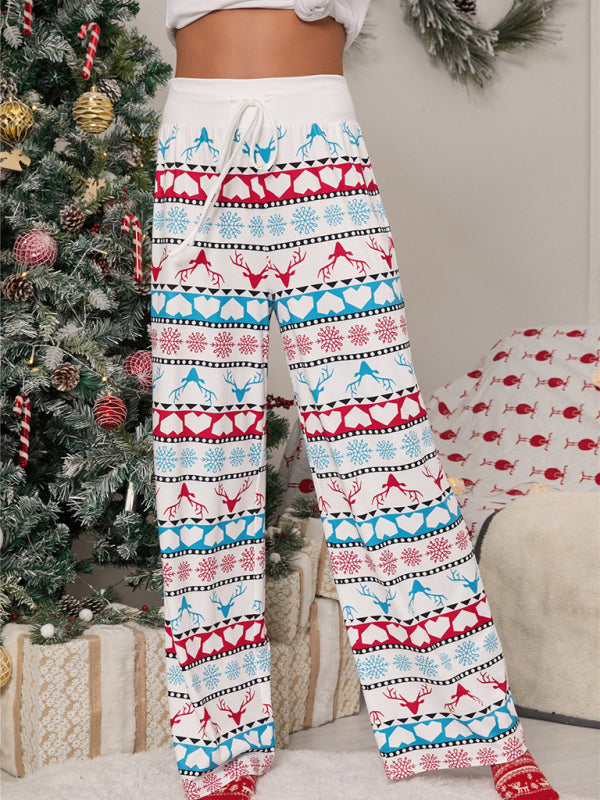 Women's fashion loose laced Christmas print pants