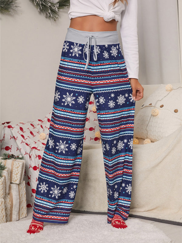 Women's fashion loose laced Christmas print pants