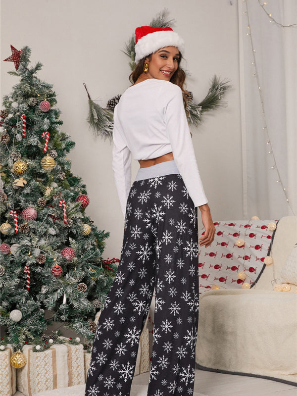 Women's fashion loose laced Christmas print pants