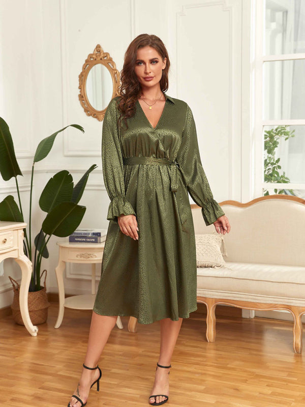 Women's Satin Jacquard Elegant Oversized Midi Dress