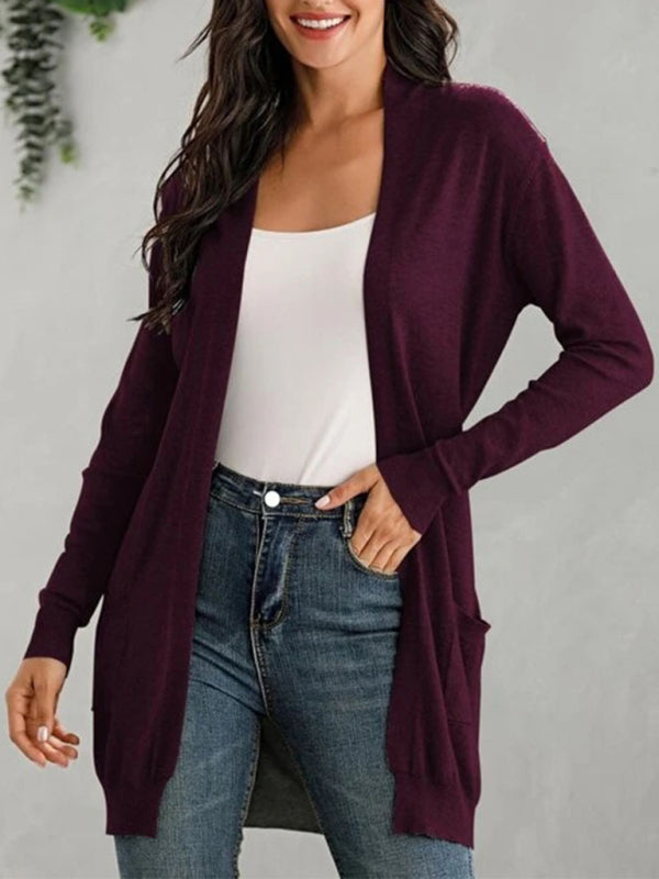 Women's Solid Color Everyday Open Front Cardigan