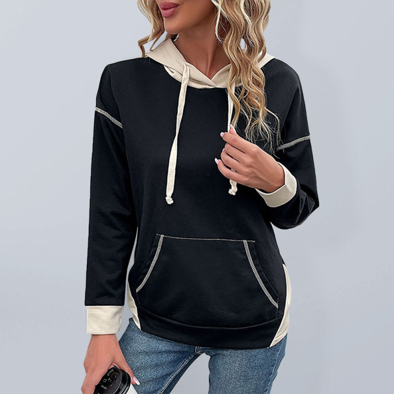 Women's Long Sleeve Color Block Hoodie