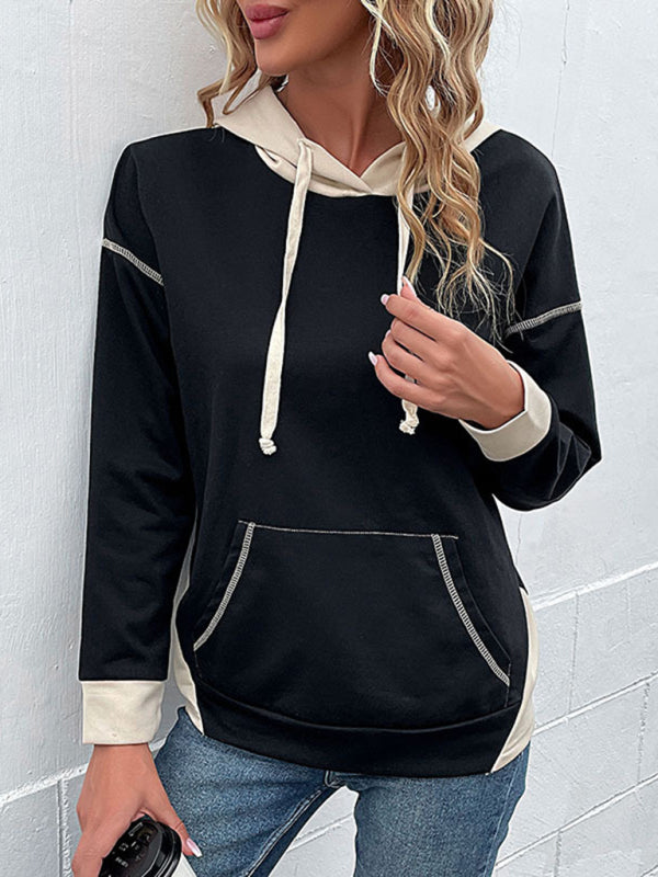 Women's Long Sleeve Color Block Hoodie