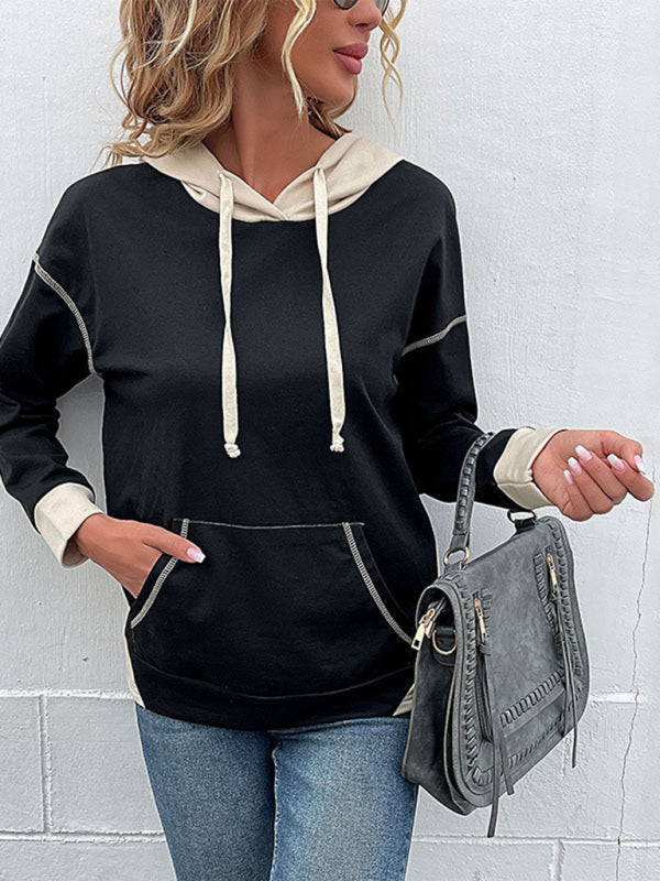 Women's Long Sleeve Color Block Hoodie