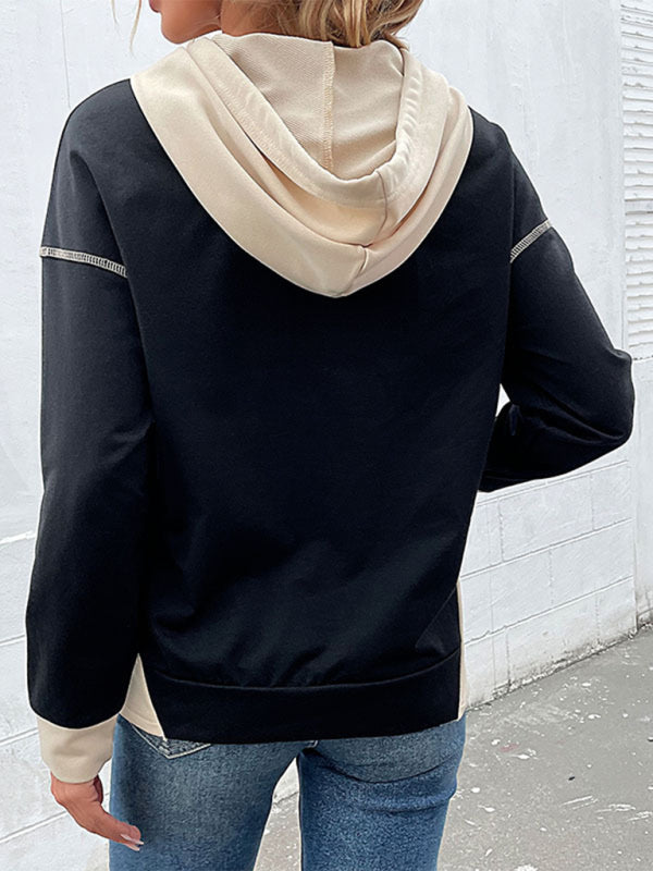 Women's Long Sleeve Color Block Hoodie