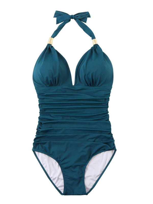 Women's Plunge Halter One-piece Swimsuit