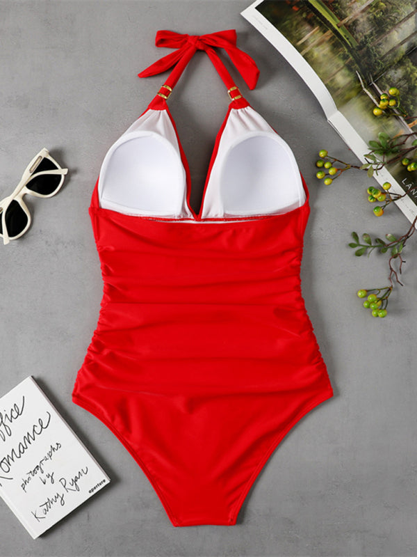 Women's Plunge Halter One-piece Swimsuit